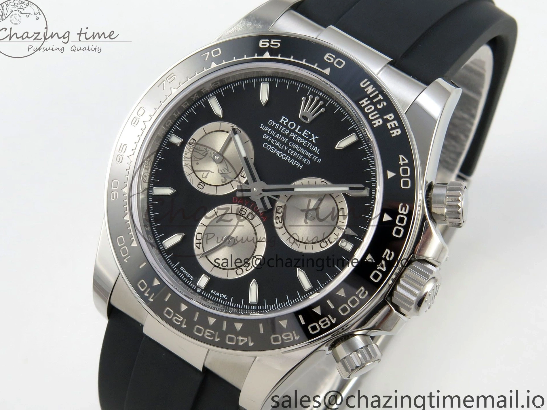 MiroTime 0122 Daytona 126519 VSF 1:1 Best Edition Black Silver Lume Dial on Oysterflex Strap VS4131 V2 (Weighted) DailyWear 324